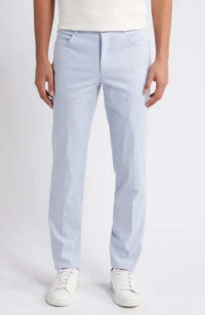 Jack Victor Pinstripe Five-pocket Taper Leg Pants In Blue