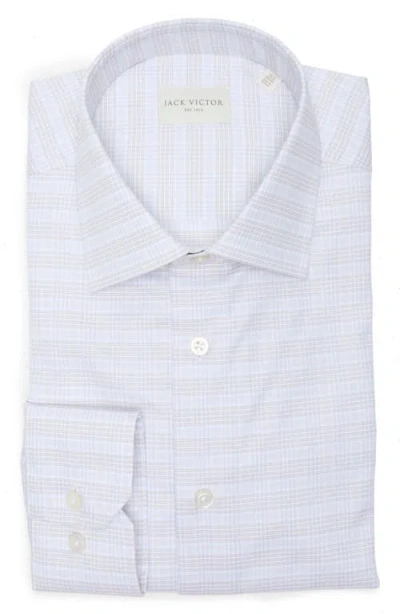 Jack Victor Plaid Cotton Dress Shirt In Brown