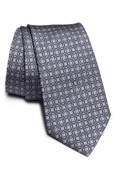 Jack Victor Prospect Chain Link Print Silk Tie In Grey