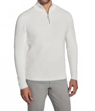 Jack Victor Quarter Zip Sweater In Ecru In White