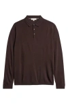 Jack Victor Redfern Long Sleeve Wool Blend Polo Sweater In Brown