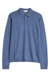 Jack Victor Redfern Long Sleeve Wool Blend Polo Sweater In Mid Blue