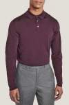 Jack Victor Redfern Long Sleeve Wool Blend Polo Sweater In Plum