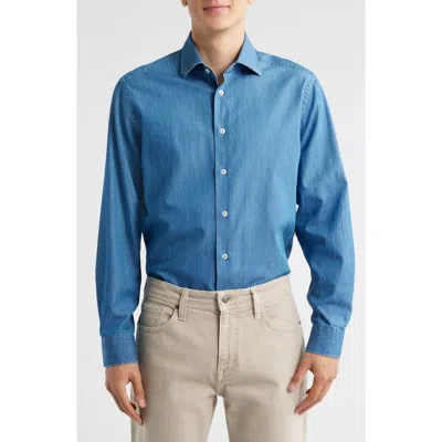Jack Victor Reed Cotton Chambray Button-up Shirt In Denim