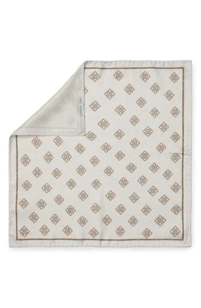 Jack Victor Riverview Reversible Silk Pocket Square In White