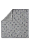 Jack Victor Riverview Reversible Silk Pocket Square In Grey