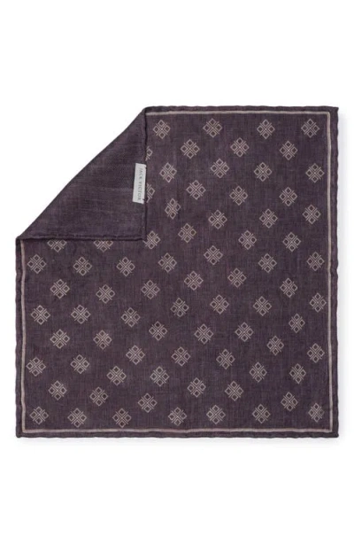 Jack Victor Riverview Reversible Silk Pocket Square In Purple