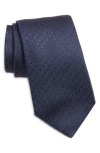 Jack Victor Roland Geometric Jacquard Silk Tie In Navy