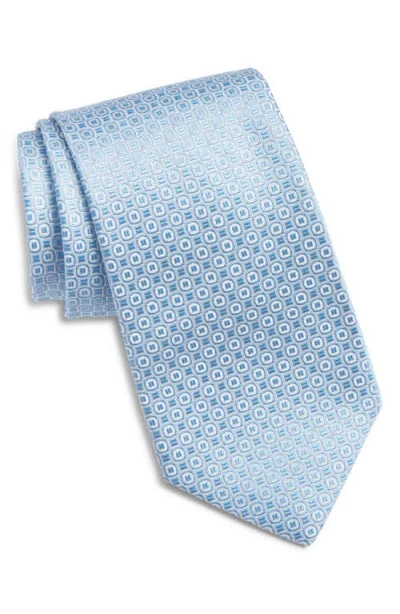 Jack Victor Roland Geometric Jacquard Silk Tie In Sky Blue