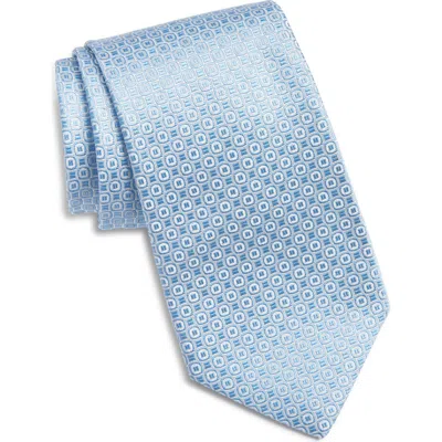 Jack Victor Roland Geometric Jacquard Silk Tie In Sky Blue