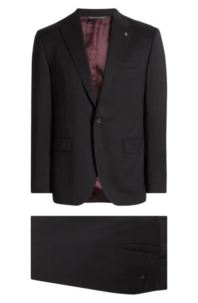 Jack Victor Solid Black Wool Suit