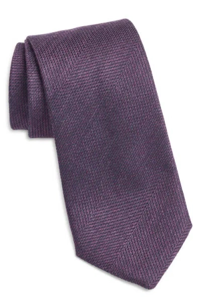 Jack Victor Solid Cotton, Wool & Silk Tie In Purple
