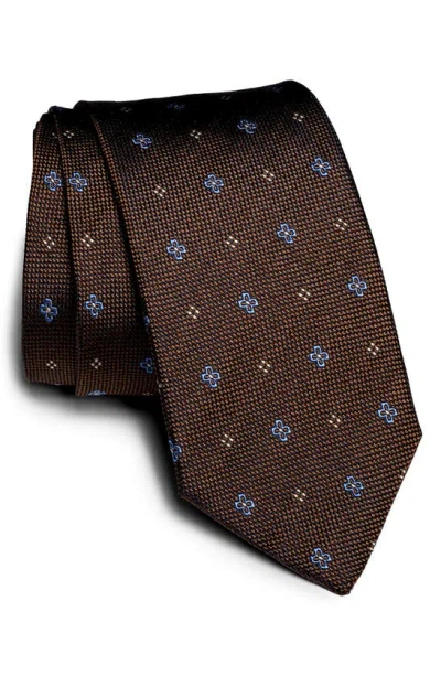 Jack Victor St. George Neat Floral Silk Tie In Brown