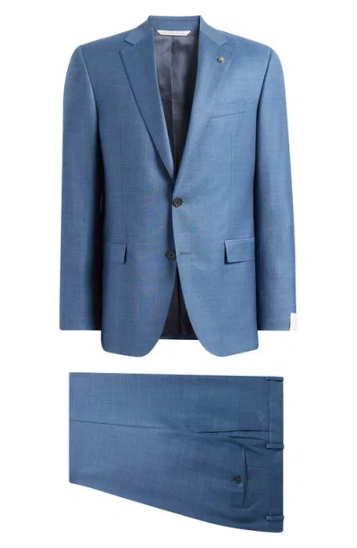 Jack Victor Stacey Trim Fit Solid Navy Stretch Super 110s Suit In Blue