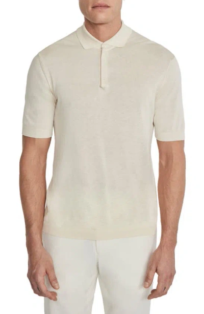 Jack Victor Tupper Organic Cotton & Silk Polo In Sand/ Ecru