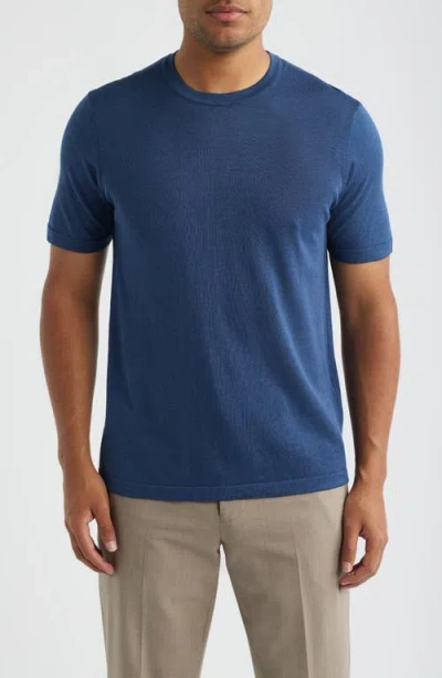 Jack Victor Wellington Cotton & Silk Crewneck T-shirt In Blue
