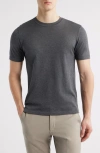 Jack Victor Wellington Heathered Cotton & Silk Crewneck T-shirt In Charcoal