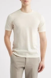 Jack Victor Wellington Heathered Cotton & Silk Crewneck T-shirt In Ecru