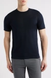 Jack Victor Wellington Heathered Cotton & Silk Crewneck T-shirt In Midnight