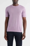 Jack Victor Wellington Heathered Cotton & Silk Crewneck T-shirt In Purple