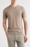 Jack Victor Wellington Heathered Cotton & Silk Crewneck T-shirt In Sand