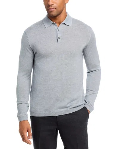 Jack Victor Wool & Silk Long Sleeve Knit Polo In Multi