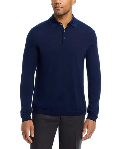 Jack Victor Wool & Silk Long Sleeve Knit Polo In Multi