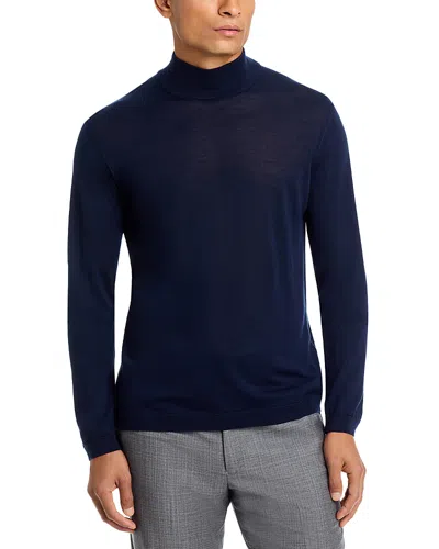 Jack Victor Wool & Silk Mock Neck Sweater In Blue