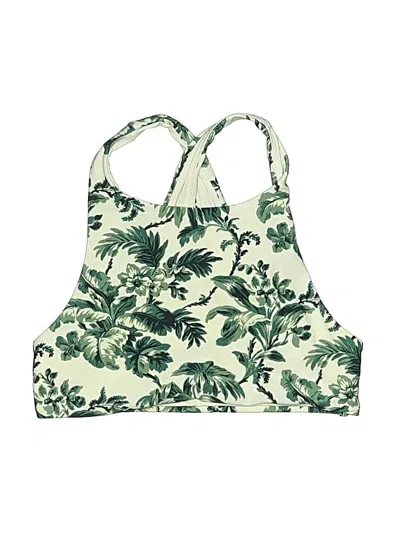 Pre-owned Jack Wills Swimsuit Top Green Tropical Pattern Swimwear