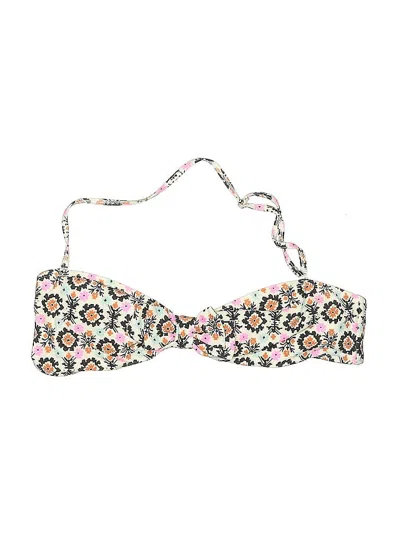 Pre-owned Jack Wills Swimsuit Top Ivory Floral Pattern Swimwear