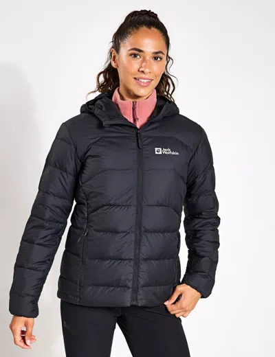 Jack Wolfskin Ather Down Hooded Jacket In Black