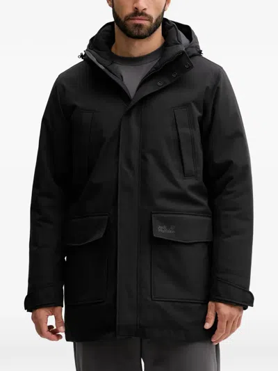 Jack Wolfskin Canyon Hooded Multi-pocket Jacket In Black