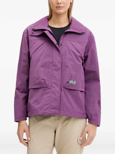 Jack Wolfskin Findi The Wild Logo-print Rain Jacket In Purple