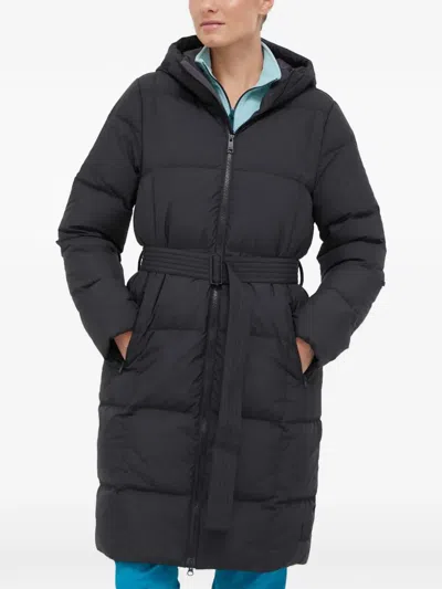 Jack Wolfskin Frozen Lake Hooded Belted Coat In Black