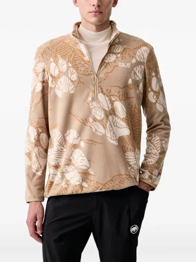 Jack Wolfskin Graphic-print Fleece Sweater In Neutral