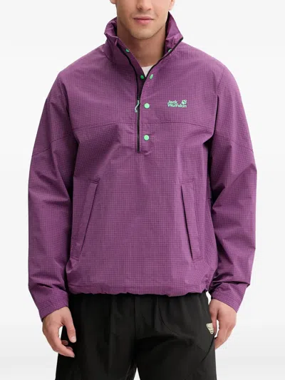 Jack Wolfskin Grid-pattern Jacket In Purple