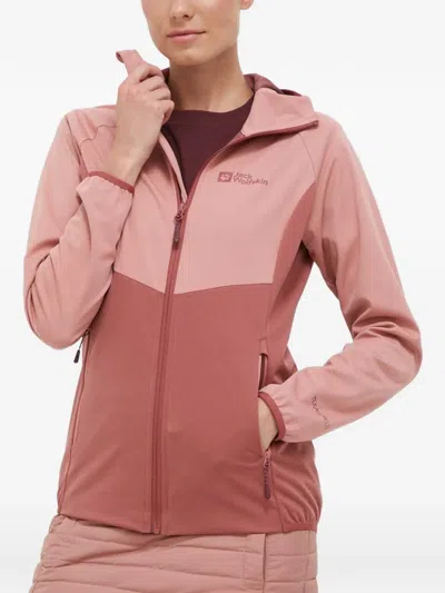 Jack Wolfskin Hooded Colour-block Jacket In Pink
