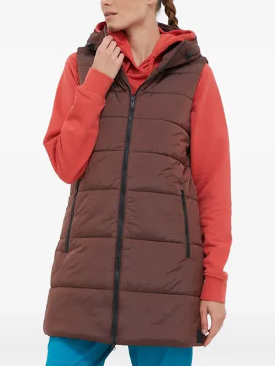 Jack Wolfskin Hooded Padded Coat In Brown