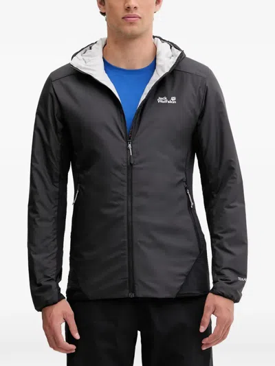 Jack Wolfskin Hooded Performance Jacket In Black