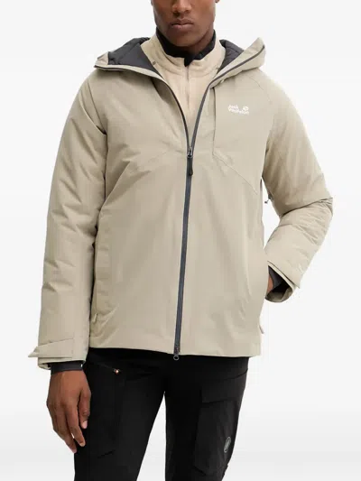 Jack Wolfskin Icecape Hooded Zip Jacket In Brown