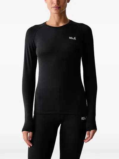 Jack Wolfskin Infinite Warm Logo-print T-shirt In Black
