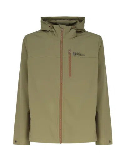 Jack Wolfskin Jacket In Nylon With Hood In Green