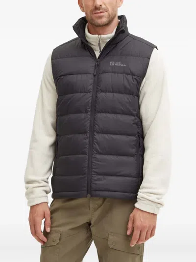 Jack Wolfskin Logo Quilted Gilet In Black