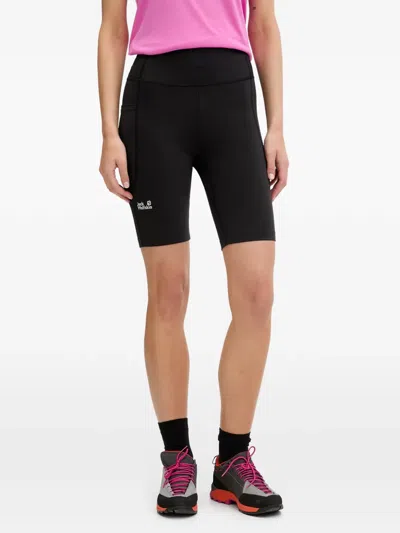 Jack Wolfskin Logo-print Cycling Shorts In Black
