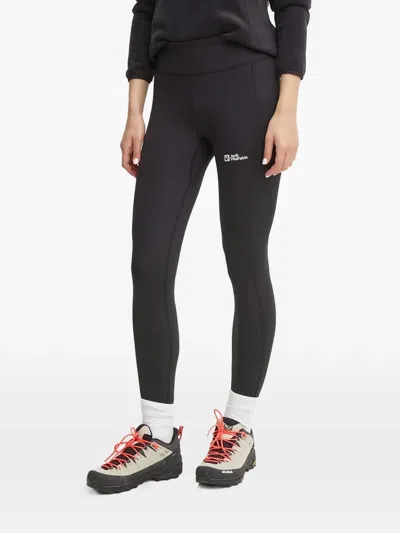 Jack Wolfskin Logo-print Leggings In Black