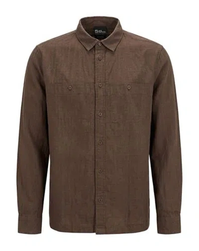 Jack Wolfskin Man Shirt Brown Size Xs Hemp, Organic Cotton