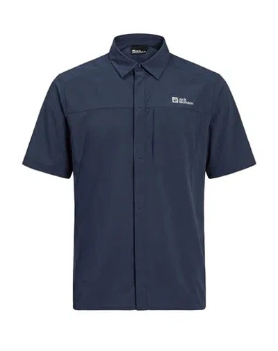 Jack Wolfskin Man Shirt Slate Blue Size Xs Polyamide, Elastane