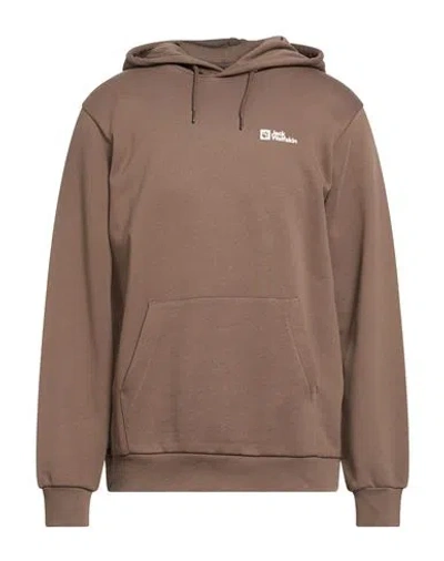 Jack Wolfskin Man Sweatshirt Chocolate Brown Size L Organic Cotton