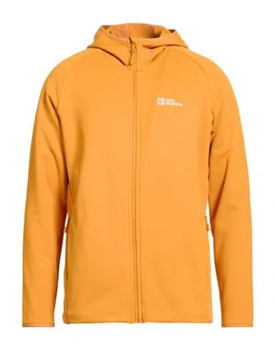 Jack Wolfskin Man Sweatshirt Mandarin Size L Polyester, Elastane In Orange