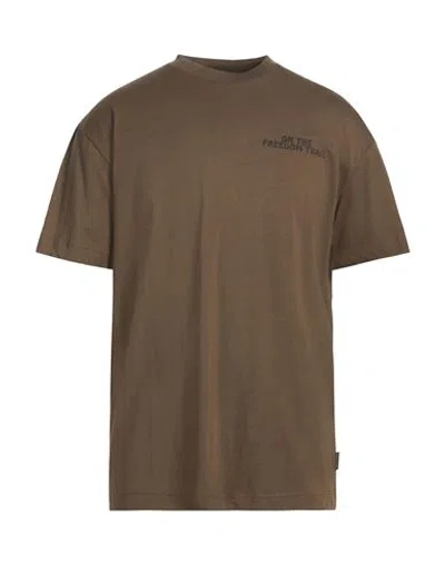 Jack Wolfskin Man T-shirt Dark Brown Size S Organic Cotton